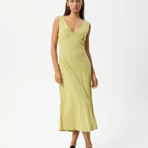 01-Afends Anaya Womens Maxi Dress-W244804-Lemongrass-Hero