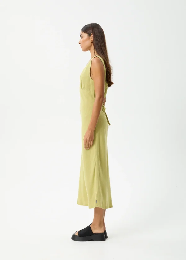 03-Afends Anaya Womens Maxi Dress-W244804-Lemongrass-Side-2