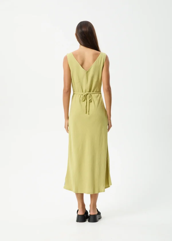 04-Afends Anaya Womens Maxi Dress-W244804-Lemongrass-Back