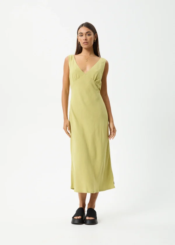 05-Afends Anaya Womens Maxi Dress-W244804-Lemongrass-Full