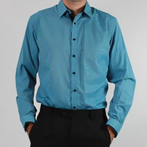 Gerase Long Sleeve Self Stripe Shirt-8503GER-Aqua