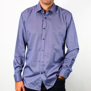 AK Demire Navy Long Sleeve Cotton Print Shirt-AKTUR-313-1-Hero