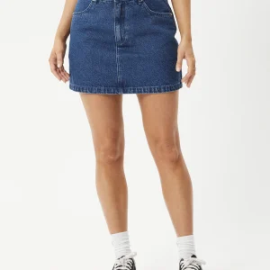 Afends Georgia Denim Skirt Authentic Blue-W234906-Front