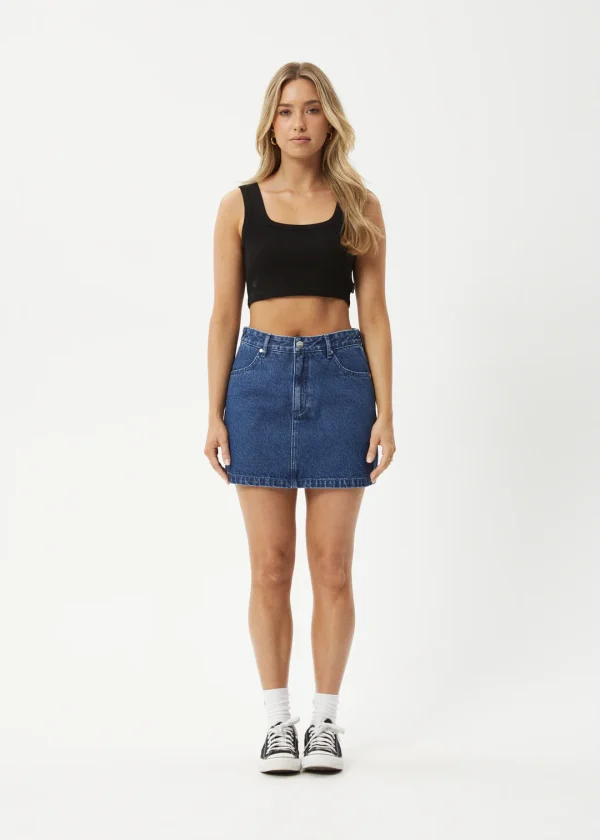 Afends Georgia Denim Skirt Authentic Blue-W234906-Hero