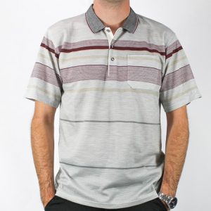 Ambassador Short Sleeve Cotton Blend Grey Polo-AMB3407-1-Hero