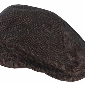 Avenel Of Melbourne Wool Blend Herringbone Cheesecutter Cap-21905AVE-01-Brown