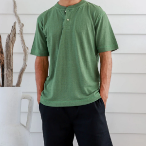 Braintree Hemp Cotton Button Tee-FRont