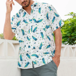 Braintree Hemp Cotton Short Sleeve Feather Shirt