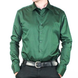 Gerase Long Sleeve Cotton Bodyfit Shirt-CM02-Green-1-Hero