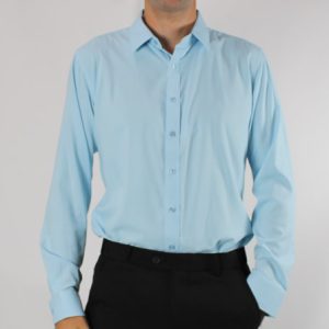 Gerase Long Sleeve Plain Bodyfit Shirt - 8596-1-AQUA-FRONT