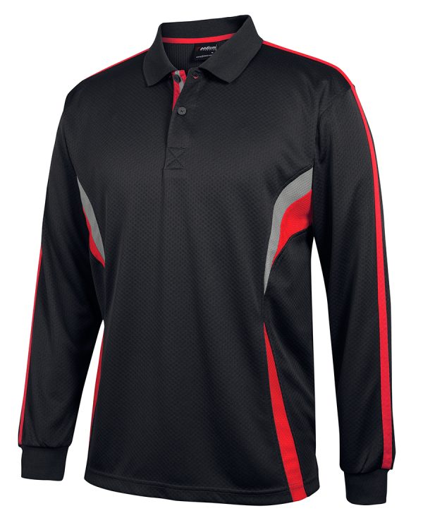 JB's Wear Podium Long Sleeve Cool Polo-7CLP-Black-Red-Grey-2