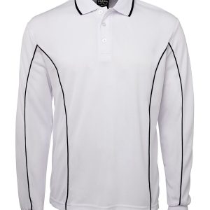 JB's Wear Podium Long Sleeve Piping Cool Polo-7PIPL-White-Navy-1