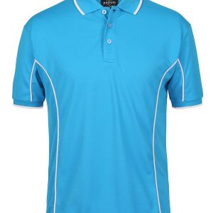 JB's Wear Podium Short Sleeve Piping Polo-7PIP-Aqua-White-2