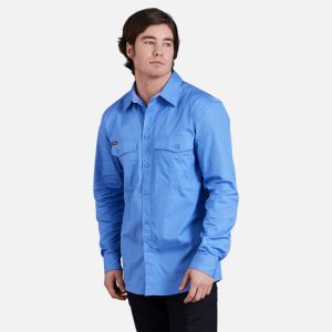 King Gee Workcool 2 Lightweight Ripstop Long Sleeve Work Shirt-K14820-SkyBlue-1