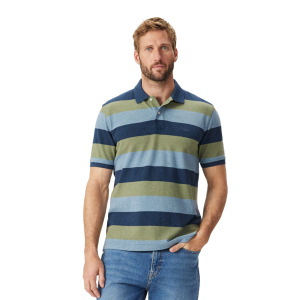 RM Williams Blue and Green Rod Striped Polo-KP210QS7001-2