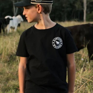 Ringers Western Signature Bull Flag Kids Classic Fit Shirt-323011RW-Black-Front