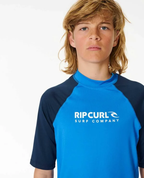 Rip Curl Shock UV Short Sleeve Boys Rash Vest (8-16 yrs)-124BRV-CloseUp