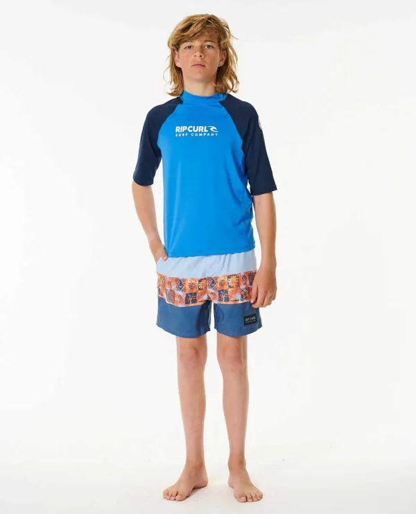 Rip Curl Shock UV Short Sleeve Boys Rash Vest (8-16 yrs)-124BRV-Full