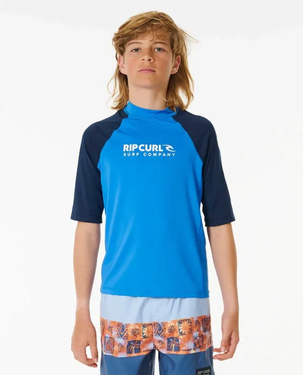 Rip Curl Shock UV Short Sleeve Boys Rash Vest (8-16 yrs)-124BRV-Hero