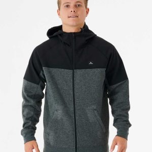 Rip Curl Viral Anti-Series Zip Through Hooded Fleece-CFEBH9-BLACK-GREY-HERO