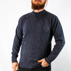 Sugar Argyle Crew Jumper-BRUNO-Navy-1-Hero