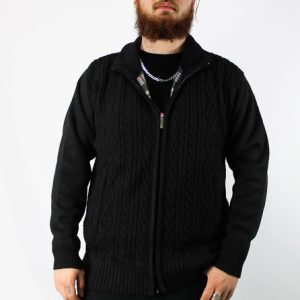 Sugar Lined Zip Cardigan-SKIDRO-Black-1-Hero