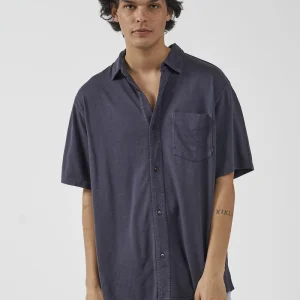 Thrills Hemp Oversized Short Sleeve Jersey Shirt-TA23-200E-NAVY-FRONT